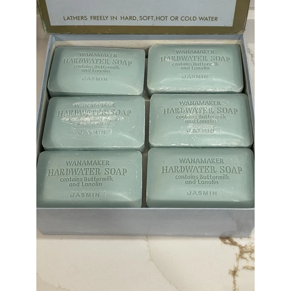 Vintage John Wanamaker Hardwater Soap Jasmin Bar Bath‎ Buttermilk Lanolin 12 Ct